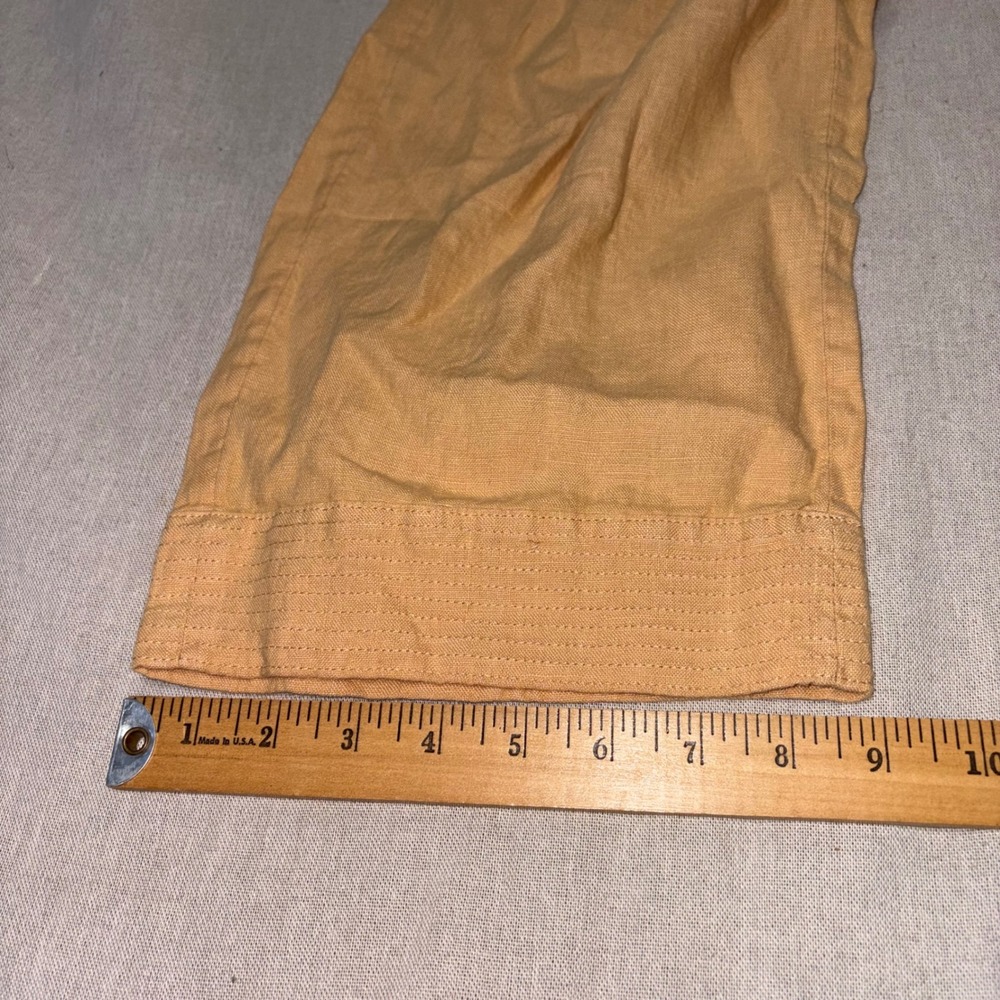 Pure Jill J.Jill Mustard Yellow 100% Linen Cropped Pants Medium Petite Vacation - Picture 6 of 7